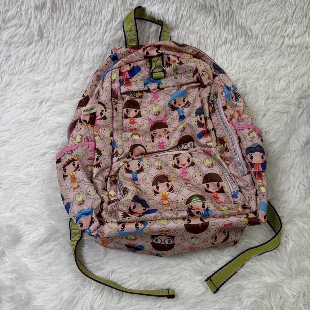 Vintage Harajuku Lovers‎ Pink Backpack Y2K Gwen Stefani Character Print Bag